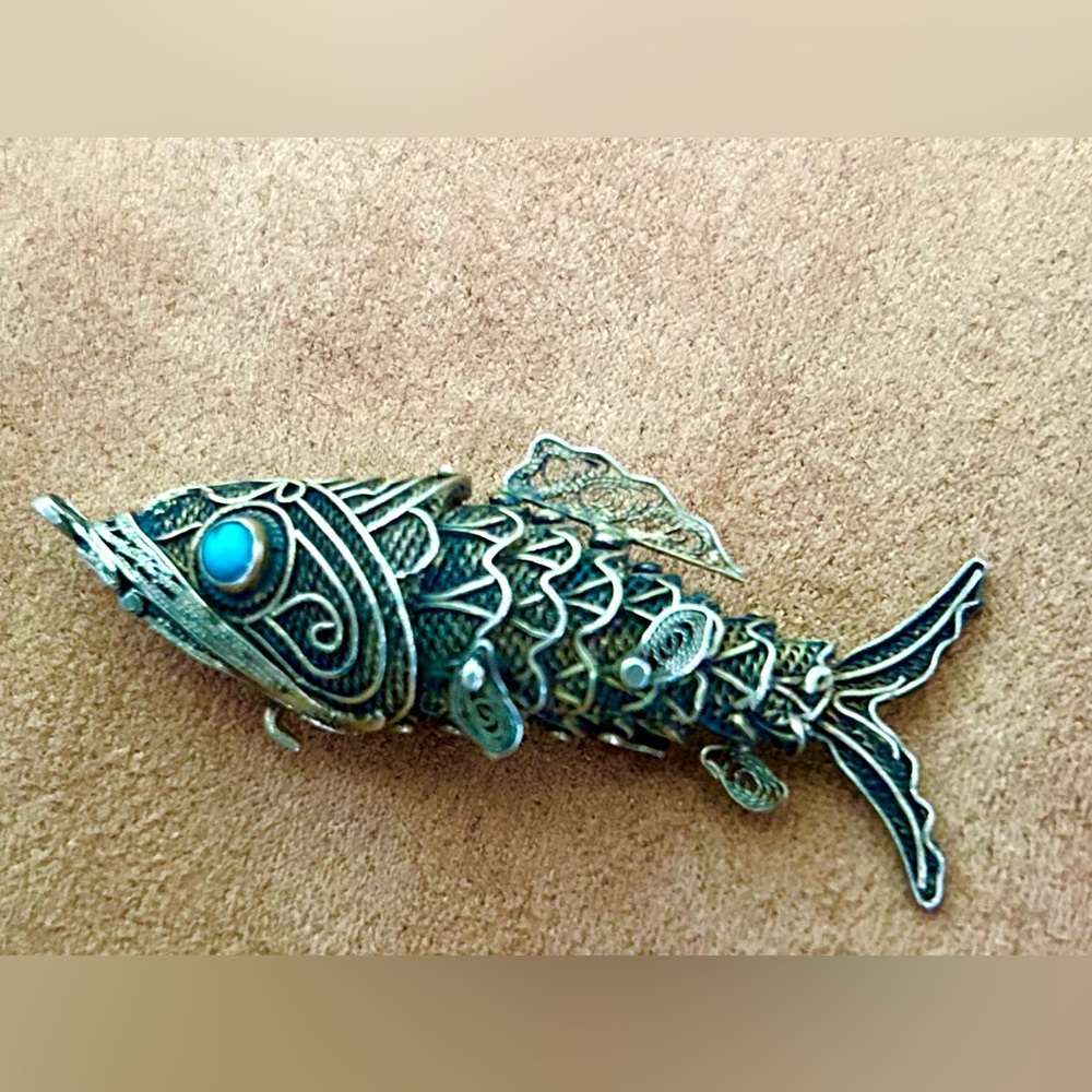 Antique Articulated Fish Pendant